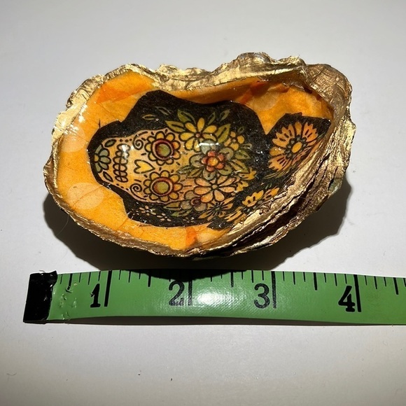 Handmade Oyster Art Shell Trinket Vanity Ring Dish sugar skull - Picture 2 of 5